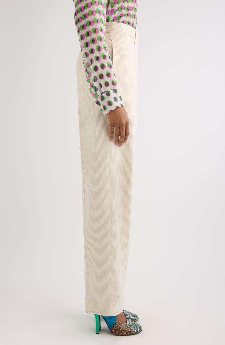 Dries Van Noten Pilar Tailored Stripe Washed Cotton Blend Pants, Alternate, color, Ecru