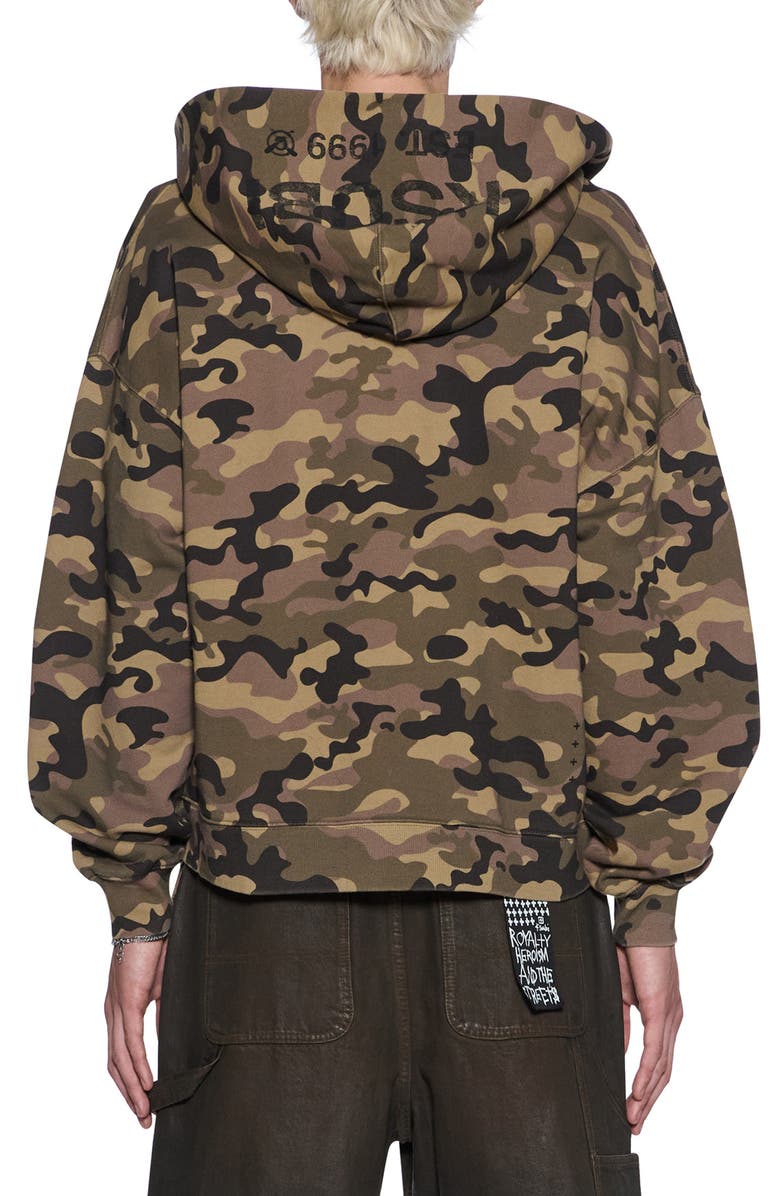 Ksubi Halen Camo Print Cotton French Terry Zip Hoodie, Alternate, color, Green