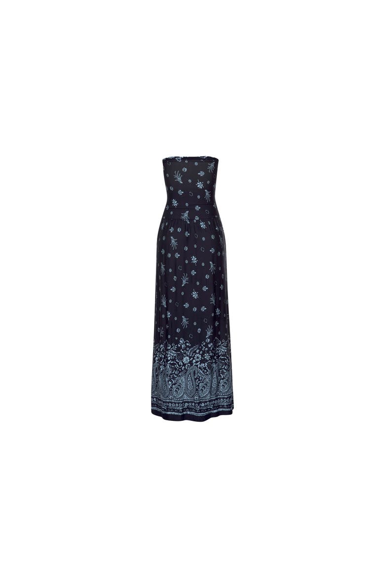 Bandeau Maxi Dress, Alternate, color, Navy Printed