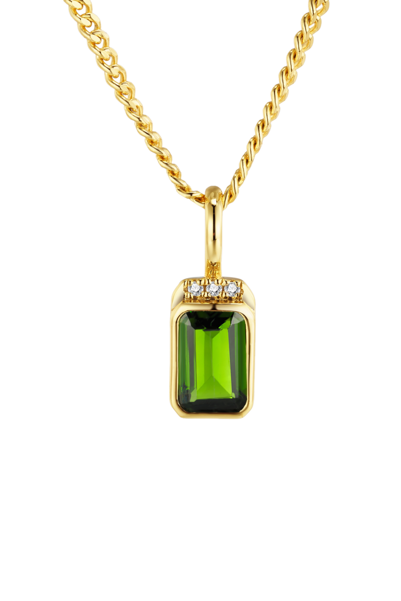 Noelle Diamond Necklace |  3 natural diamonds - 1 diopside gemstone | 925 Sterling Silver | Necklace | 16 - 17.5 in | Yellow 18k-Gold Plated, Alternate, color, Yellow 18k Gold Plated