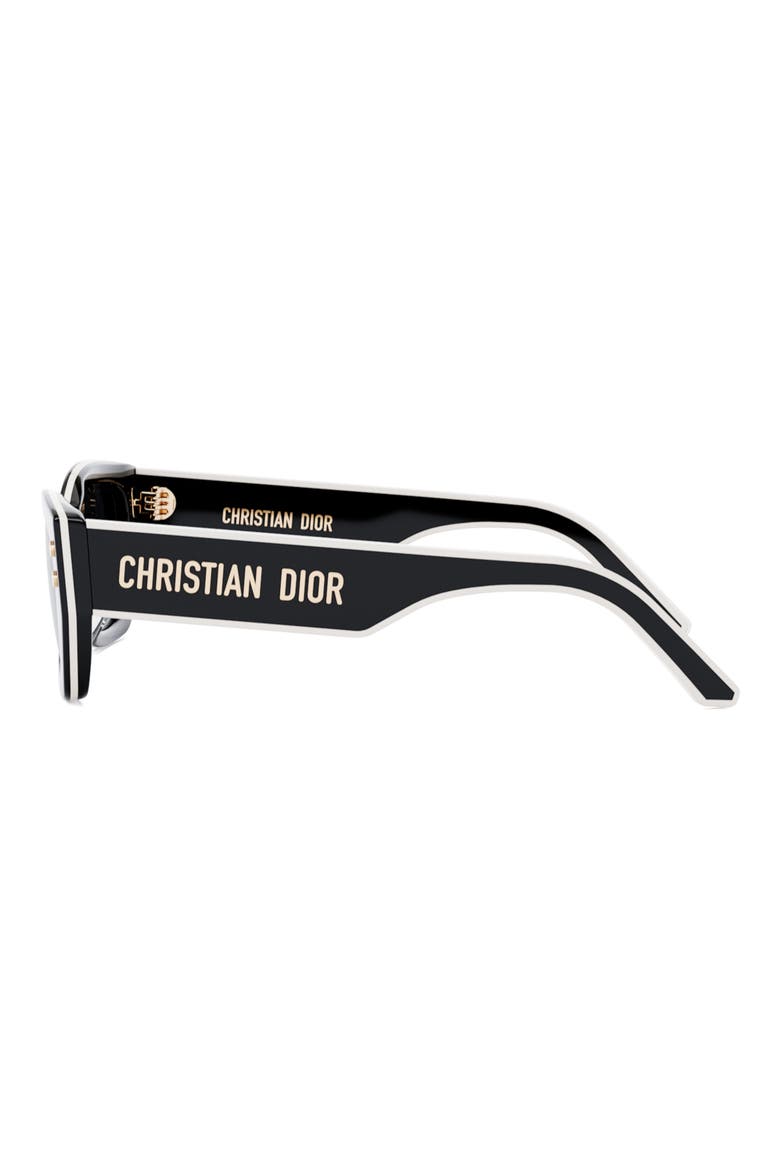 'DiorPacific S2U 53mm Rectangular Sunglasses, Alternate, color, SHINY BLACK / SMOKE