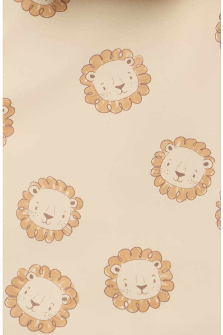 Lion Print Hooded Raincoat, Alternate, color, ECRU