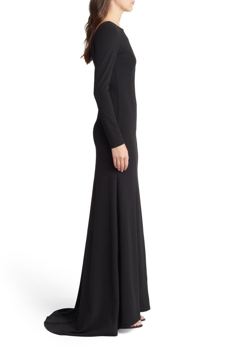 Lulus Wait For Me Open Back Long Sleeve Body-Con Gown, Alternate, color,
