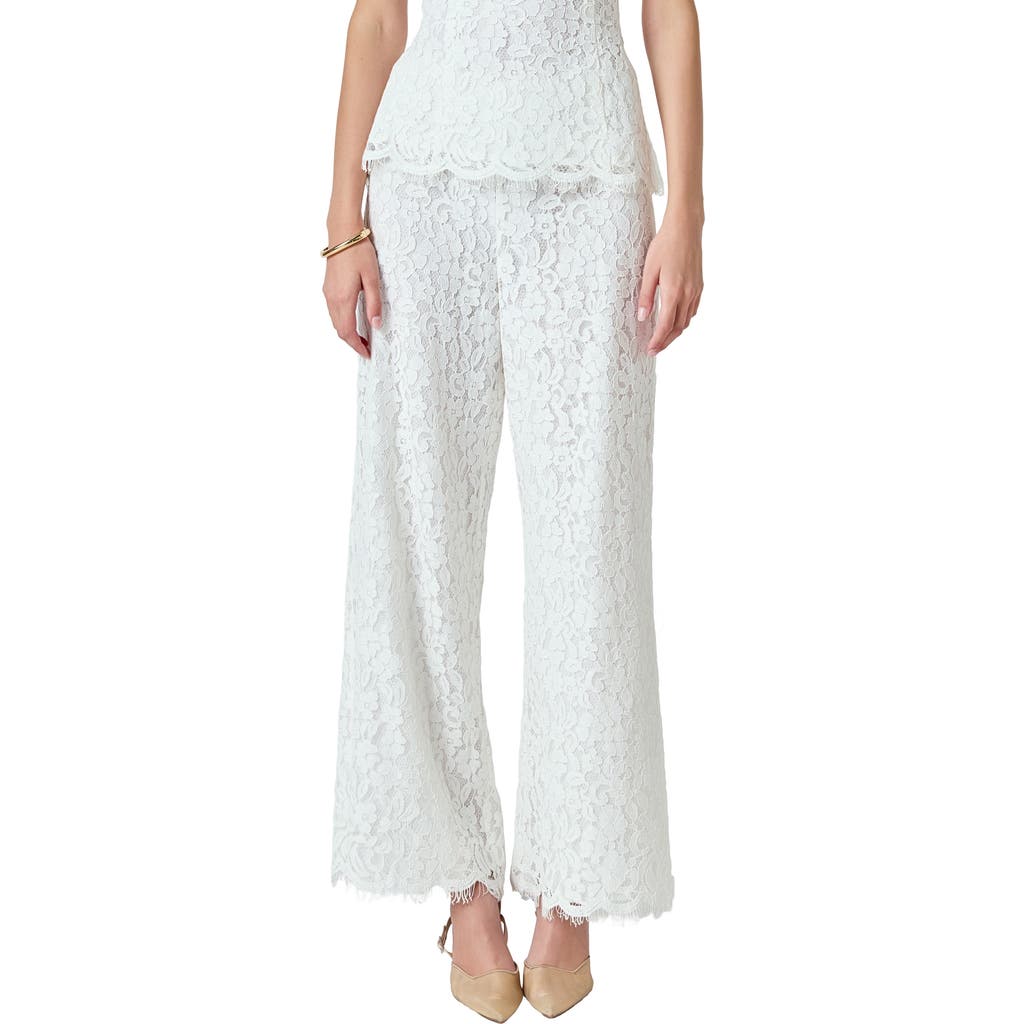 Endless Rose Floral Lace Wide Leg Pants In White