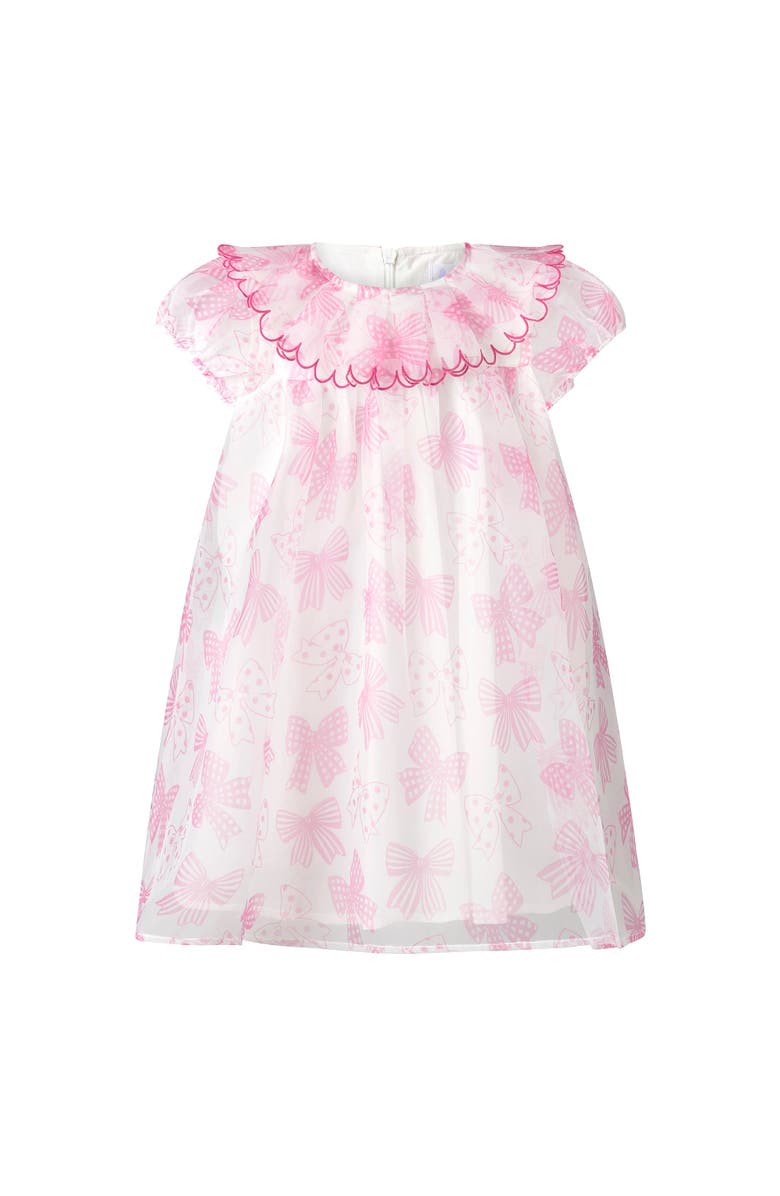 Rachel Riley Bow Organza Dress, Main, color, Pink