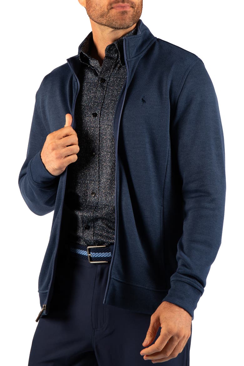 French Rib Full Zip Sweater, Alternate, color, NAVY