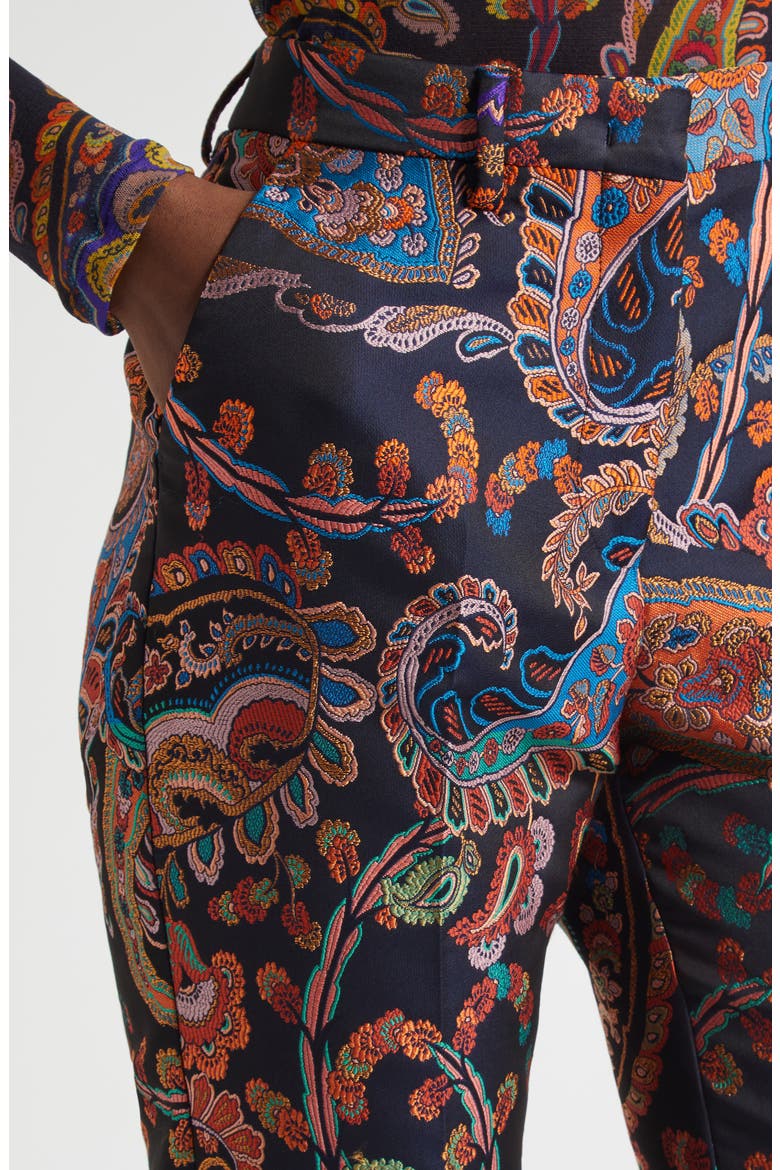 Bristol Paisley Jacquard Ankle Trousers, Alternate, color, MULTICOLOUR ON BLUE BASE