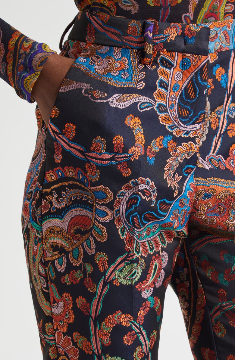 Etro Bristol Paisley Jacquard Ankle Trousers, Alternate, color, Multicolour On Blue Base