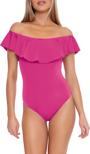 Trina Turk Monaco Off the Shoulder Ruffle One-Piece Swimsuit