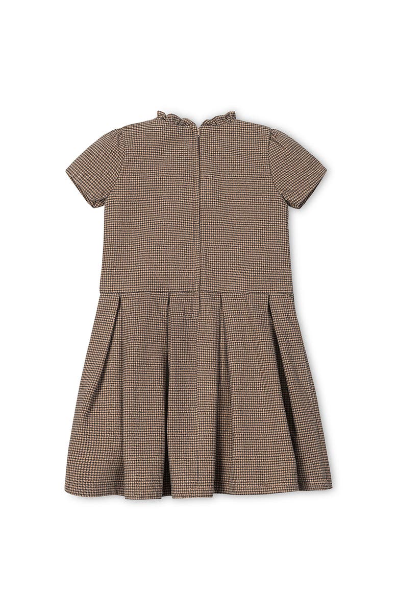 Hope & Henry Kids' Organic Ruffle Collar Pintuck Drop Waist Dress, Alternate, color, Camel Houndstooth