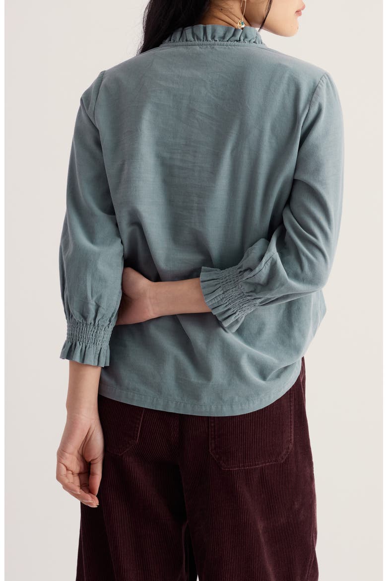 Feather Star Corduroy Three-Quarter Sleeve Top, Alternate, color, LICHEN