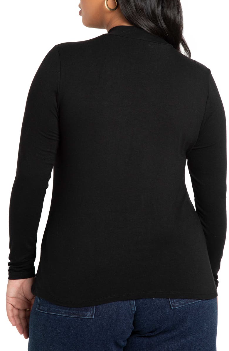 ELOQUII Teardrop Cutout Neckline Long Sleeve Top, Alternate, color, 