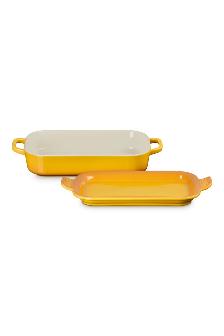 Shallow Rectangular Baker with Platter Lid, Main, color, NECTAR