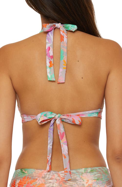 Becca Coral Reef Halter Bikini Top In Coral Multi