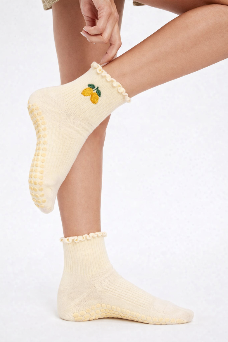 Main Squeeze Grip Socks, Alternate, color, Pastel Yellow