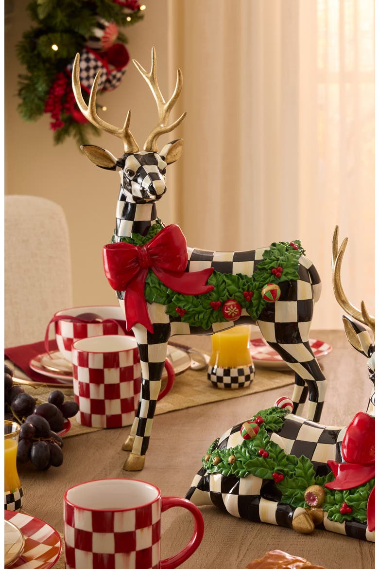 Holly Check Standing Deer, Alternate, color, BLACK