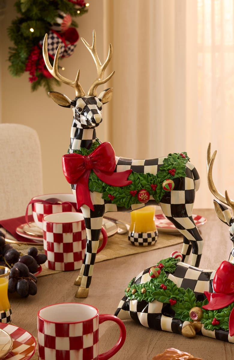 MACKENZIE CHILDS Holly Check Standing Deer, Alternate, color,