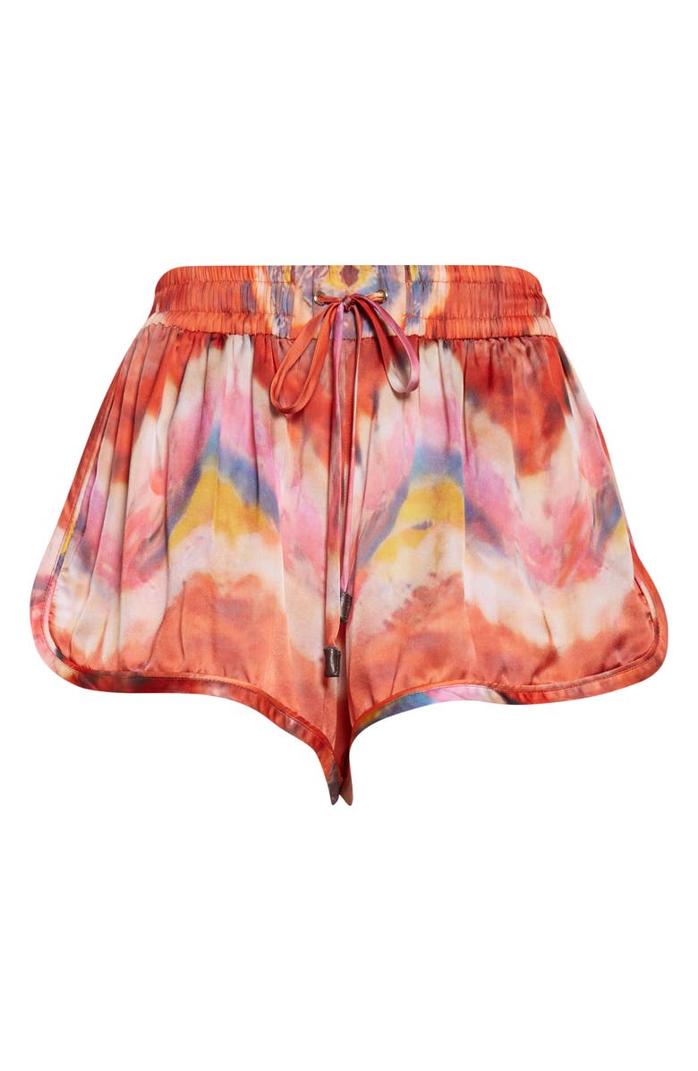 Zimmermann Kindred Spirit Alchemy Relaxed Silk Satin Shorts, Alternate, color, Ruby Tie Dye