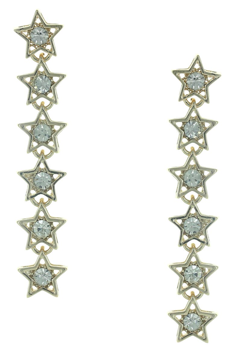 Kris Stacked Stars Linear Drop Earrings, Main, color, METALLIC
