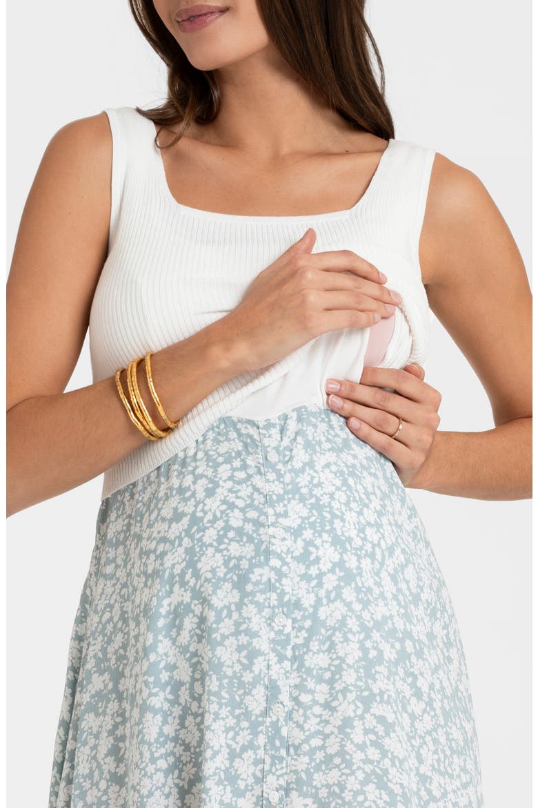 Sleeveless Maternity/Nursing Dress, Alternate, color, SAGE