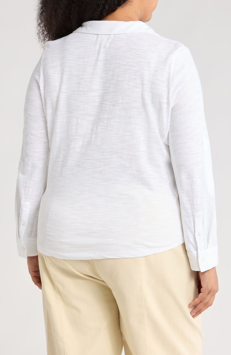 Caslon<sup>®</sup> Roll Sleeve Knit Button-Up Shirt, Alternate, color, White