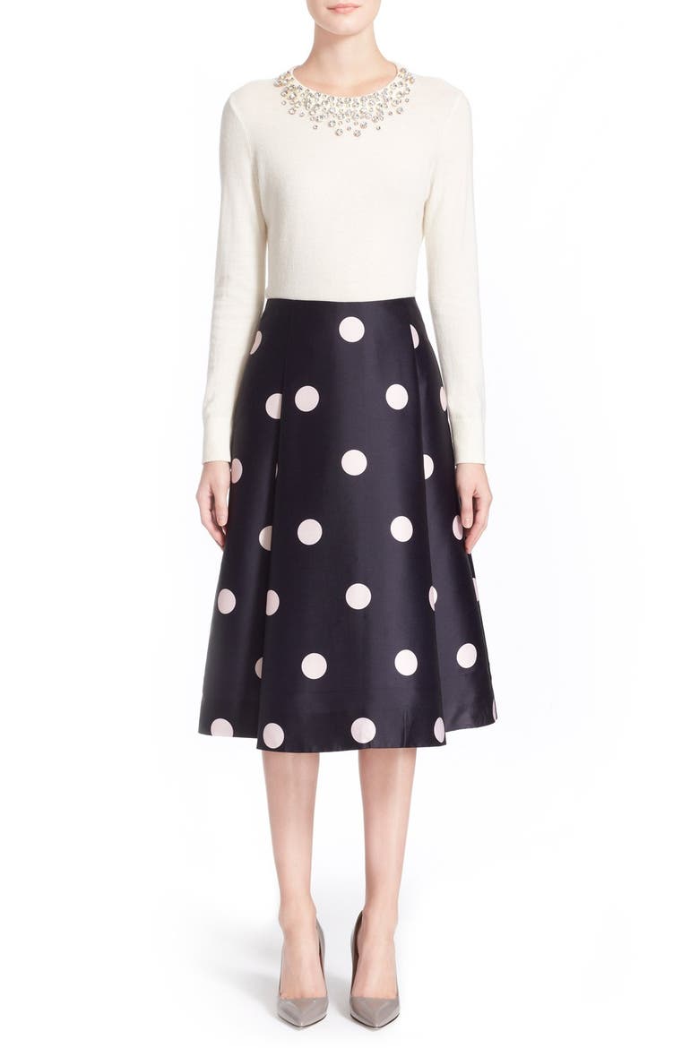 'lysa' dot print midi skirt, Alternate, color, INK