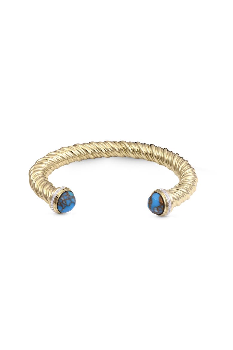 Summer Nights Yellow Gold Plated Silver Turquoise Gemstone Diamond Women Cuff, Main, color, 14KT Gold Vermeil on Sterling