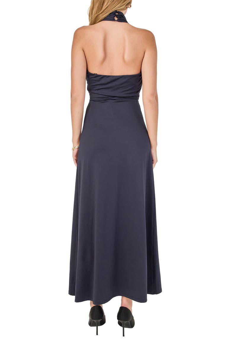 Draped Halter Maxi Dress, Alternate, color, NAVY