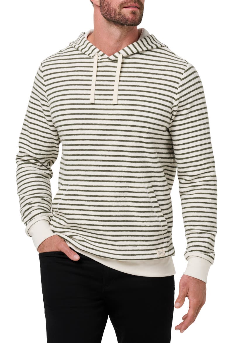 Shark Warning Stripe Cotton Blend Hoodie, Main, color, DARK OLIVE
