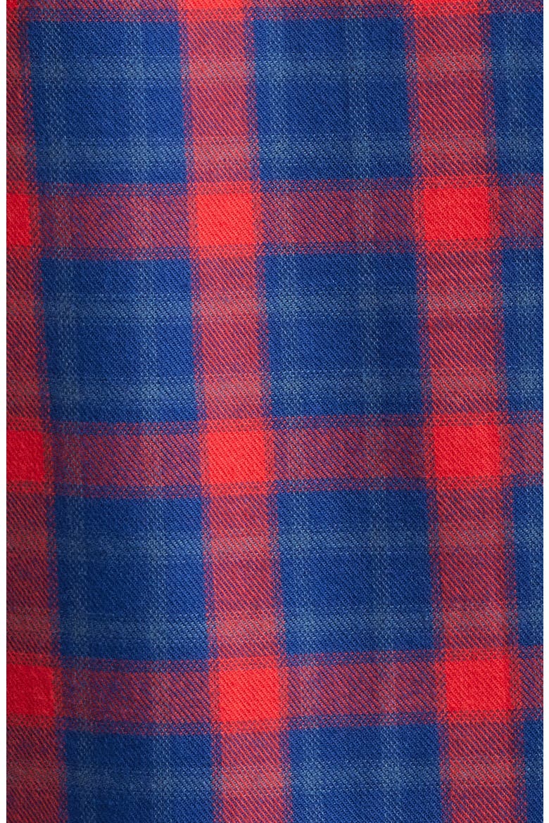 Dust Embroidered Plaid Flannel Button-Up Shirt, Alternate, color, RACING RED