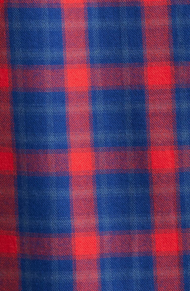 Billionaire Boys Club Dust Embroidered Plaid Flannel Button-Up Shirt, Alternate, color, Racing Red