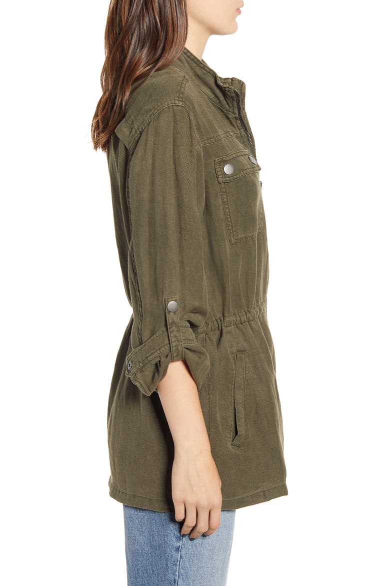 Linen Blend Field Jacket, Alternate, color, OLIVE SARMA