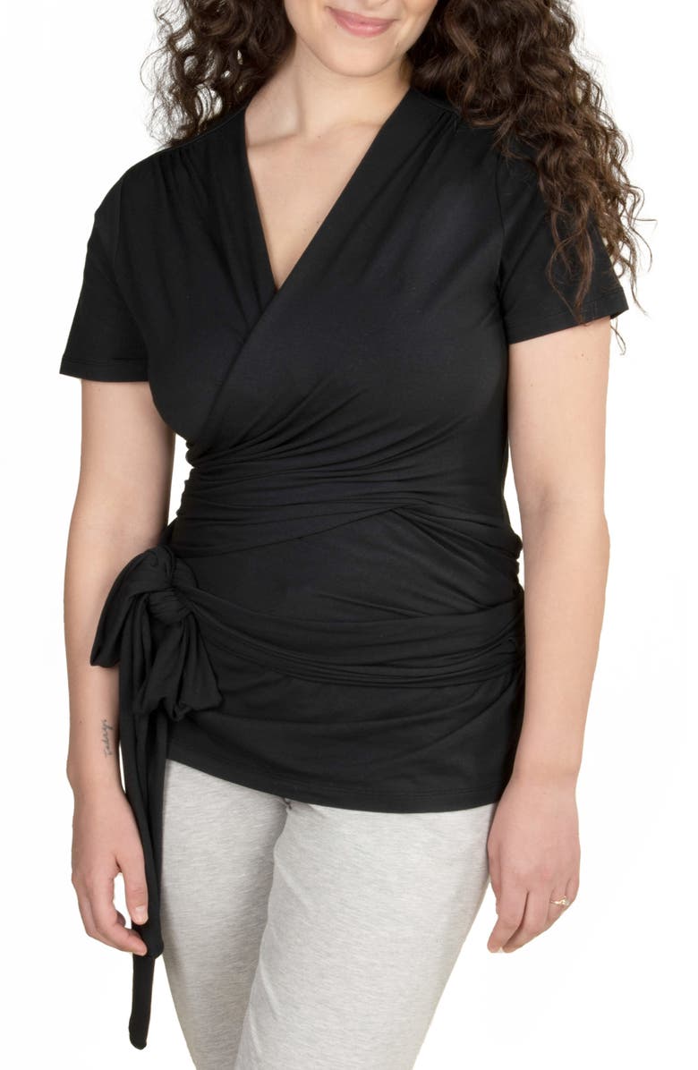 Bravado Designs Skin-to-Skin Postparum Wrap Top, Alternate, color, Black