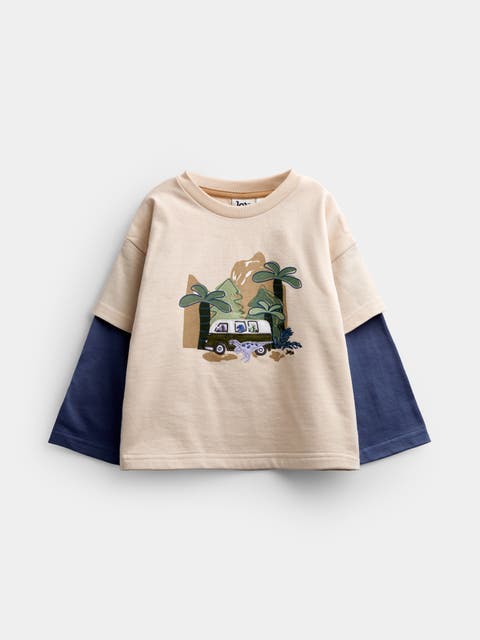 Kids' Long Mock Sleeve Crew Neck Top (baby)