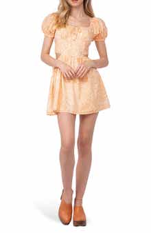 Boho Print Puff Sleeve Minidress