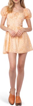 Sky to Moon Boho Print Puff Sleeve Minidress