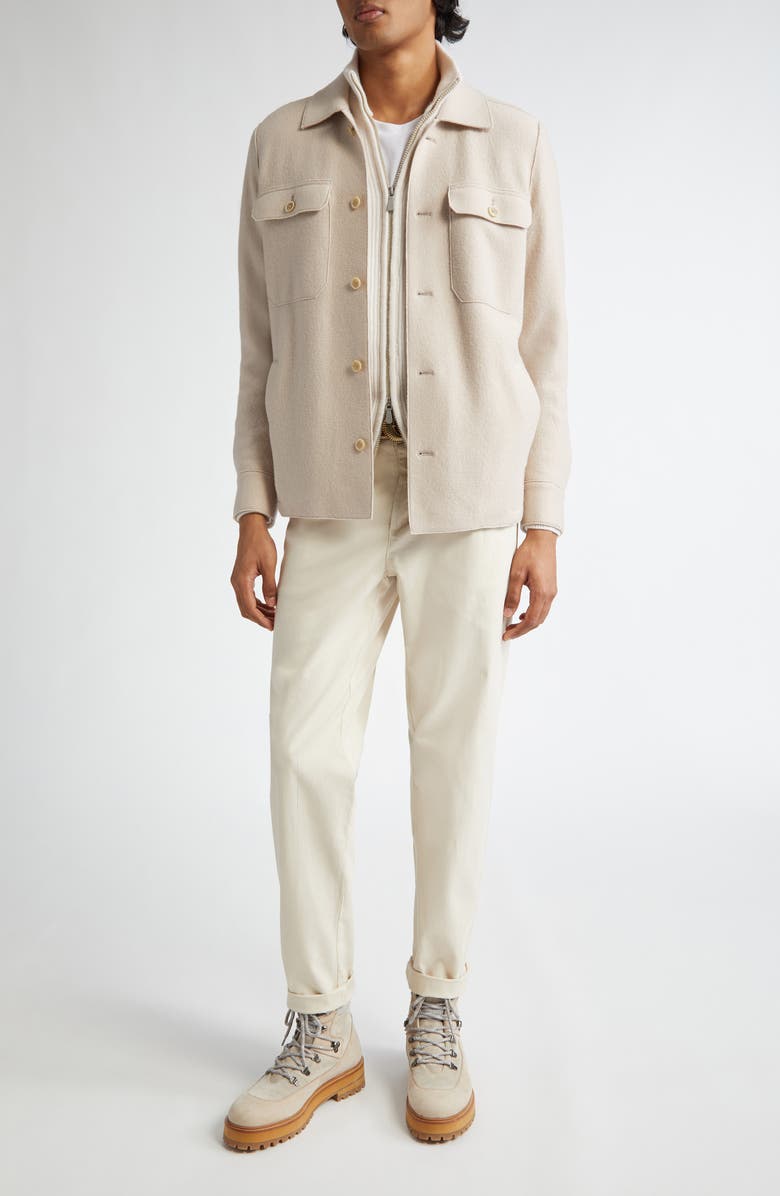 Eleventy Boiled Wool Overshirt, Alternate, color, Sand