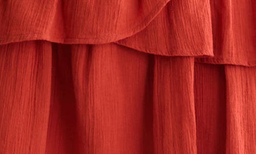 Scotch & Soda Crinkle Gauze Tiered Cotton Miniskirt In Red