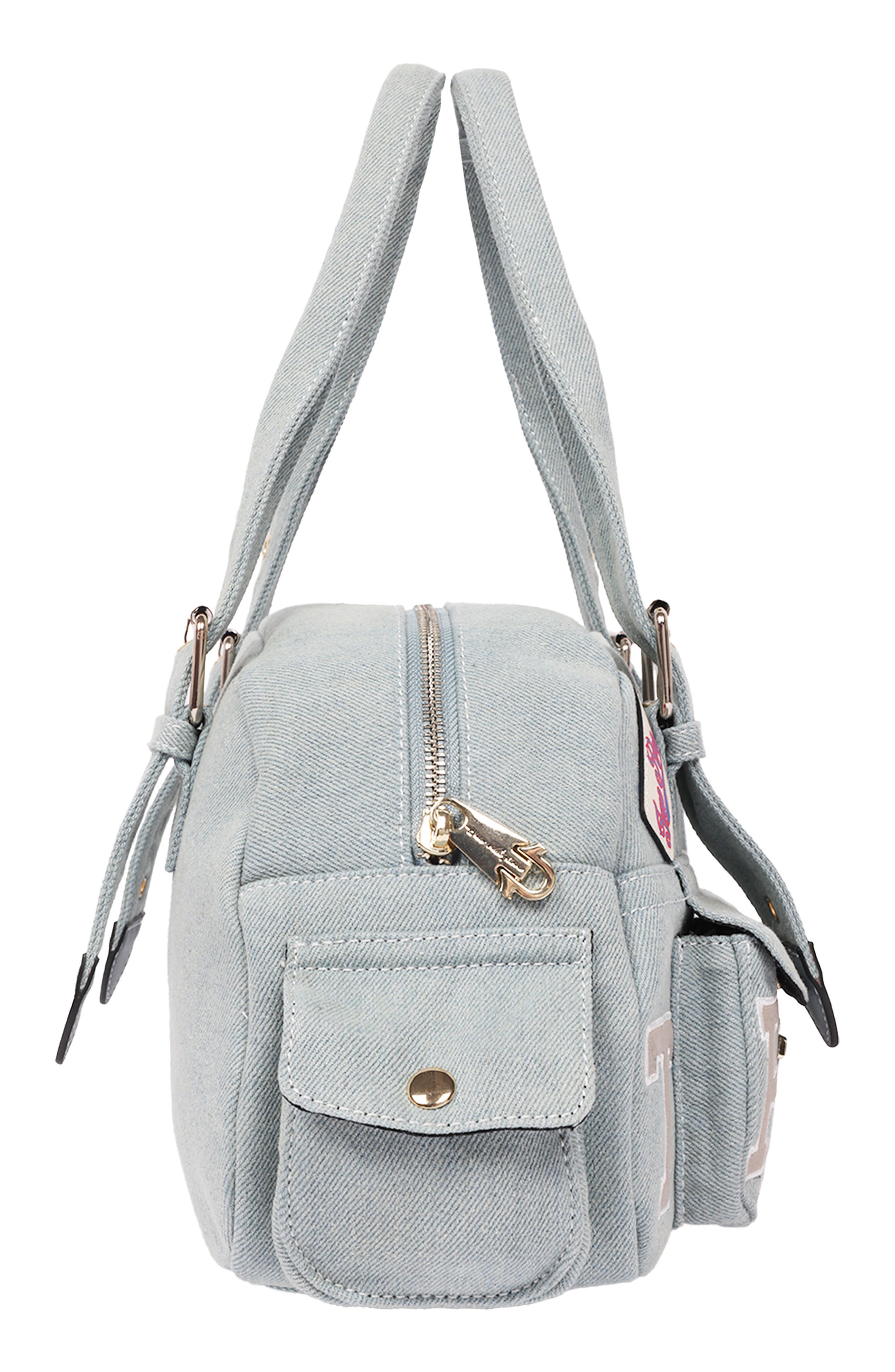 True Religion Multipatch Satchel Bag, Alternate, color, Denim
