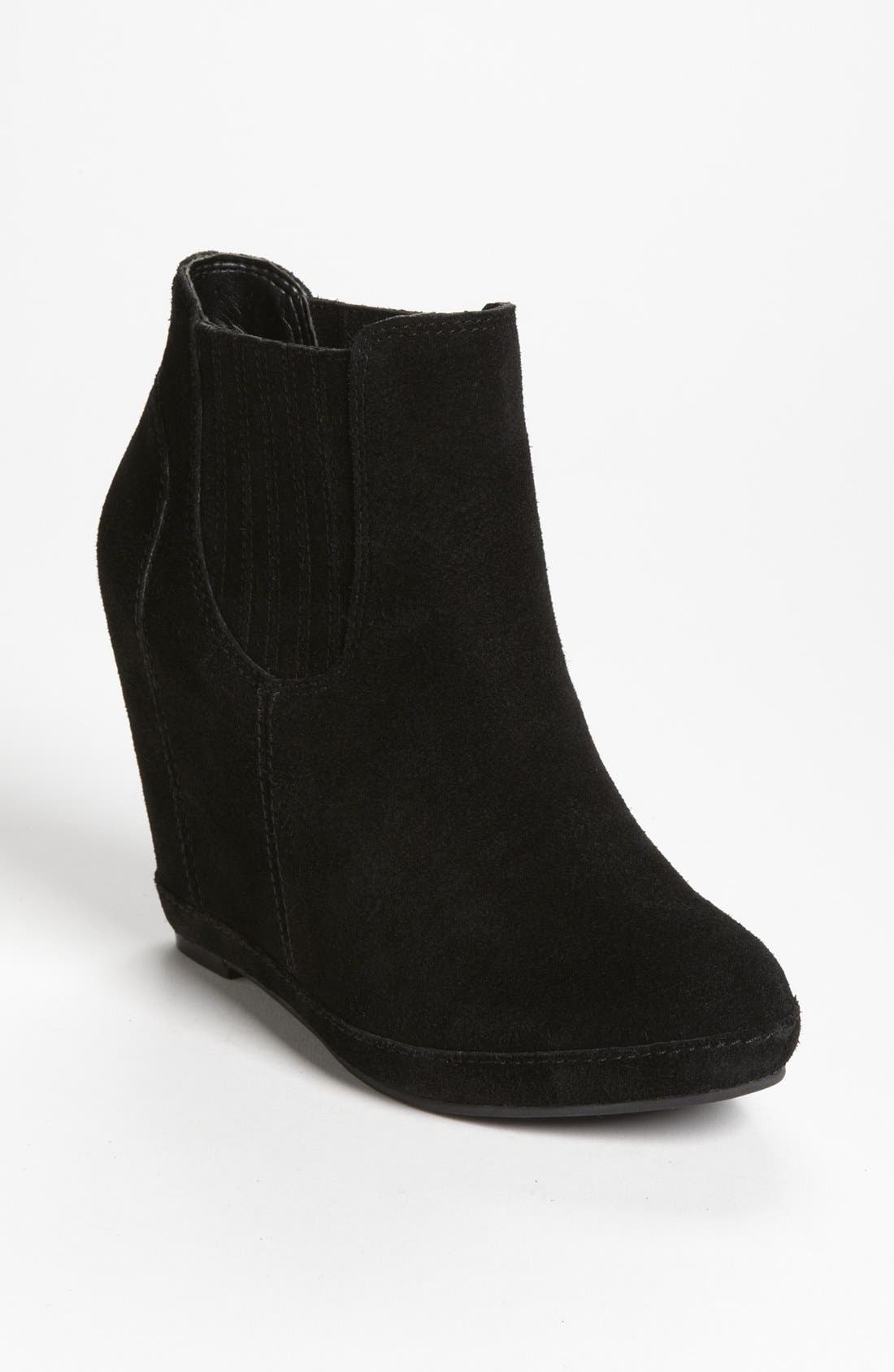 'Kellie' Wedge Bootie, Main, color, BLACK SUEDE