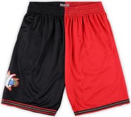 Mitchell & Ness Men's Mitchell & Ness Black/Red Philadelphia 76ers Big & Tall Hardwood Classics Split Swingman Shorts