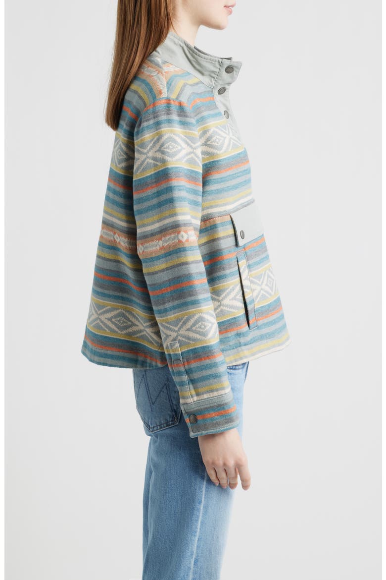 Double Soft Half Snap Top, Alternate, color, TEAL MULTI STRIPE