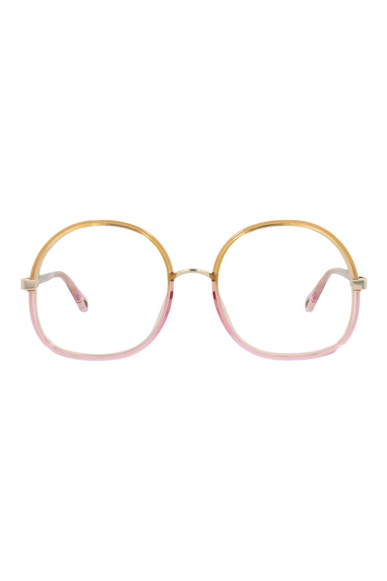 55mm Round Optical Glasses, Main, color, YELLOW YELLOW TRANSPARENT