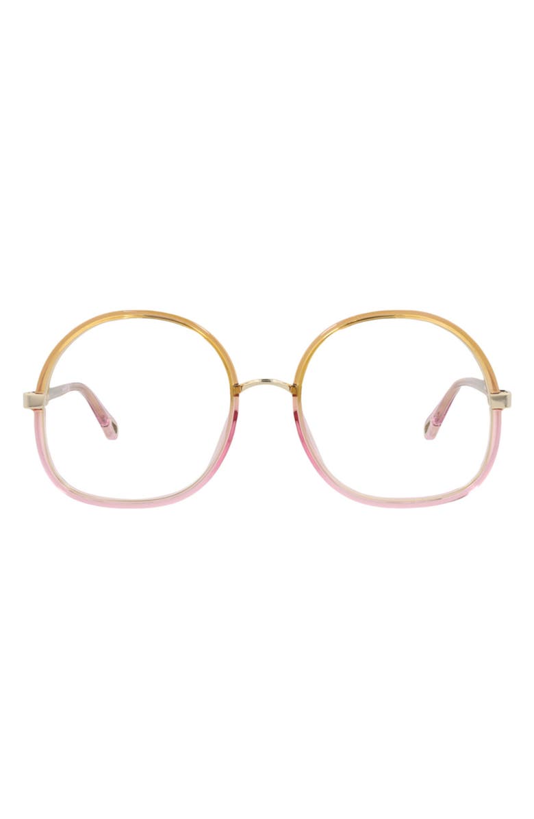 Chloé 55mm Round Optical Glasses, Main, color, Yellow Yellow Transparent