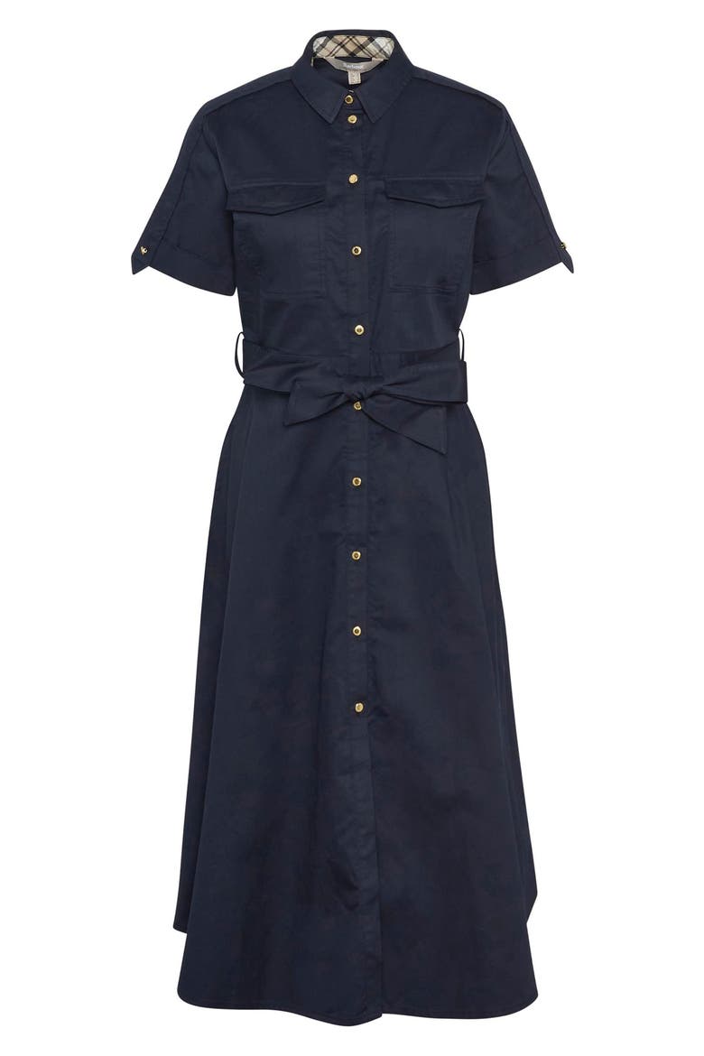Ivy Short Sleeve Cotton Sateen Shirtdress, Alternate, color, DARK NAVY