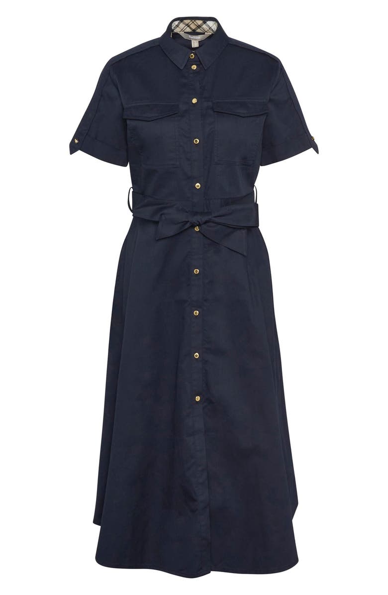 Barbour Ivy Short Sleeve Cotton Sateen Shirtdress, Alternate, color, Dark Navy