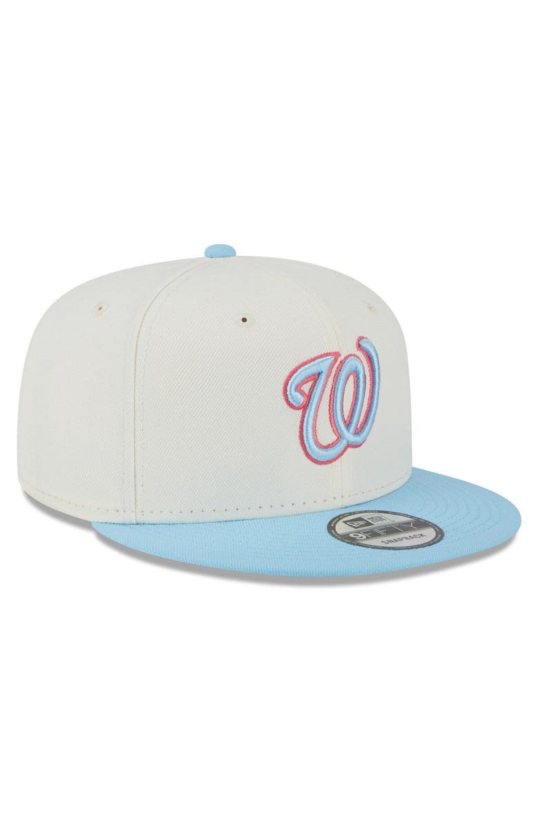 New Era Men's New Era Cream/Light Blue Washington Nationals Spring Basic Two-Tone 9FIFTY Snapback Hat, Alternate, color, 