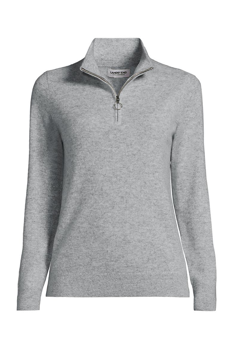 Cashmere Quarter Zip Sweater, Alternate, color, Gray Heather