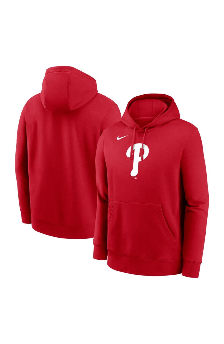 Nike Men's Nike Red Philadelphia Phillies Logo Club Fleece Pullover Hoodie, Main, color, Red