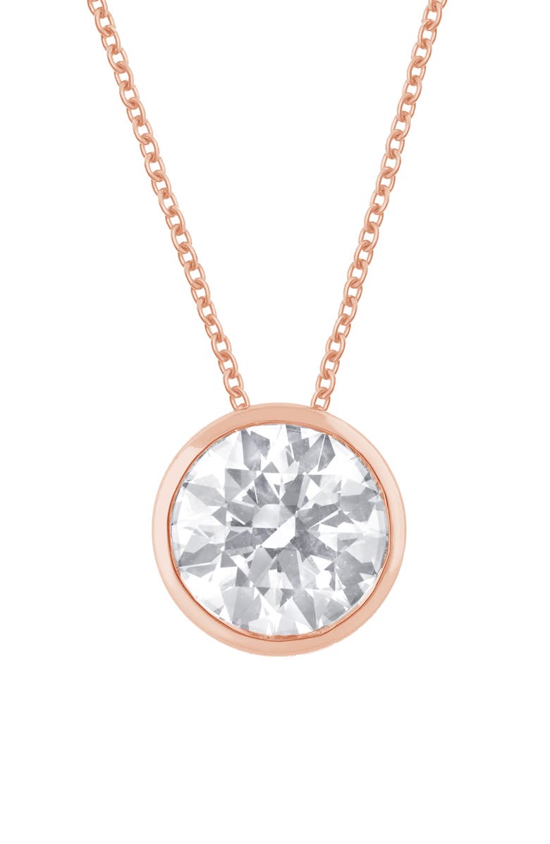 Badgley Mischka Collection Round Cut Lab Created Diamond Necklace - 0.75ctw, Alternate, color, Rose Gold
